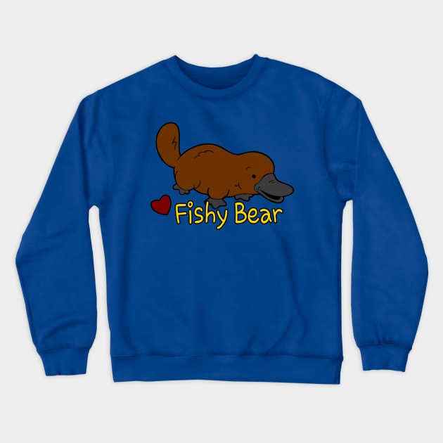 Fishy Bear (Platypus Humor) Crewneck Sweatshirt by AlondraHanley